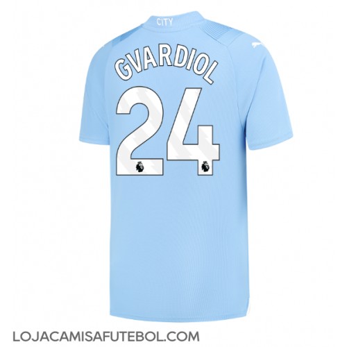 Camisa de Futebol Manchester City Josko Gvardiol #24 Equipamento Principal 2023-24 Manga Curta